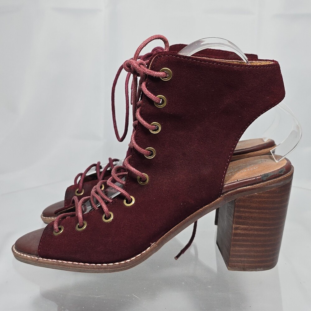 Free People Jeffrey Campbell Minimal 9 Lace Up Heels Open Toe Sandals Burgundy